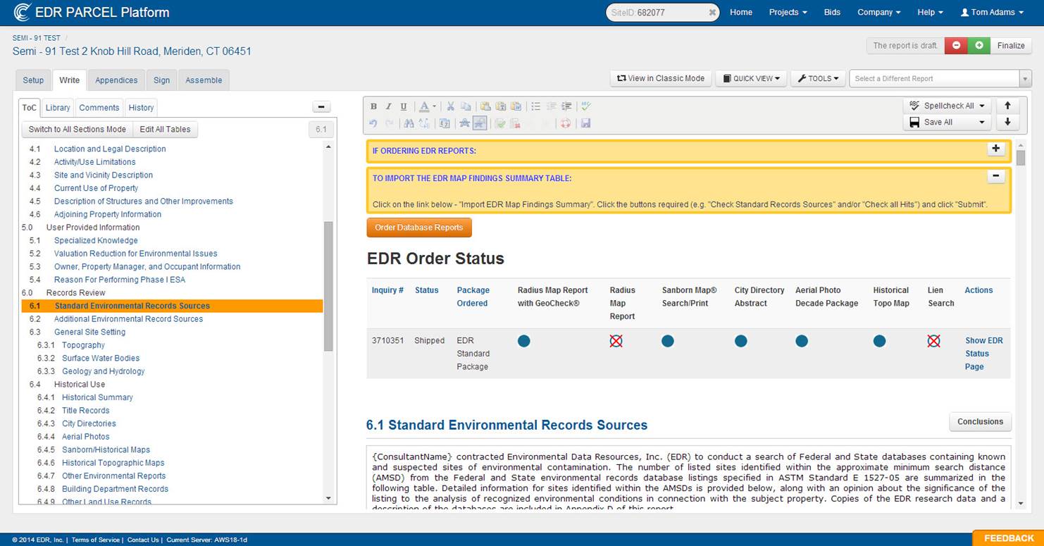 Parcel order EDR EDRnet